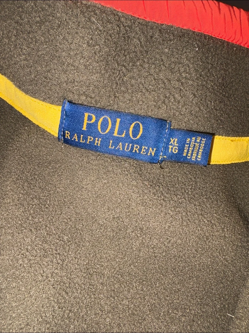 Polo Ralph Lauren Olive Green/Orange 1/4 Zip Fleece Men’s XL